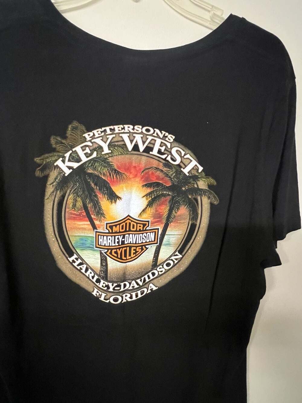 Harley-Davidson Women's Peterson's Key West Florida Black V-Neck T-Shirt Size XX
